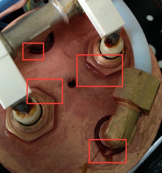 Ascaso boiler leaks by the heating element and fittings